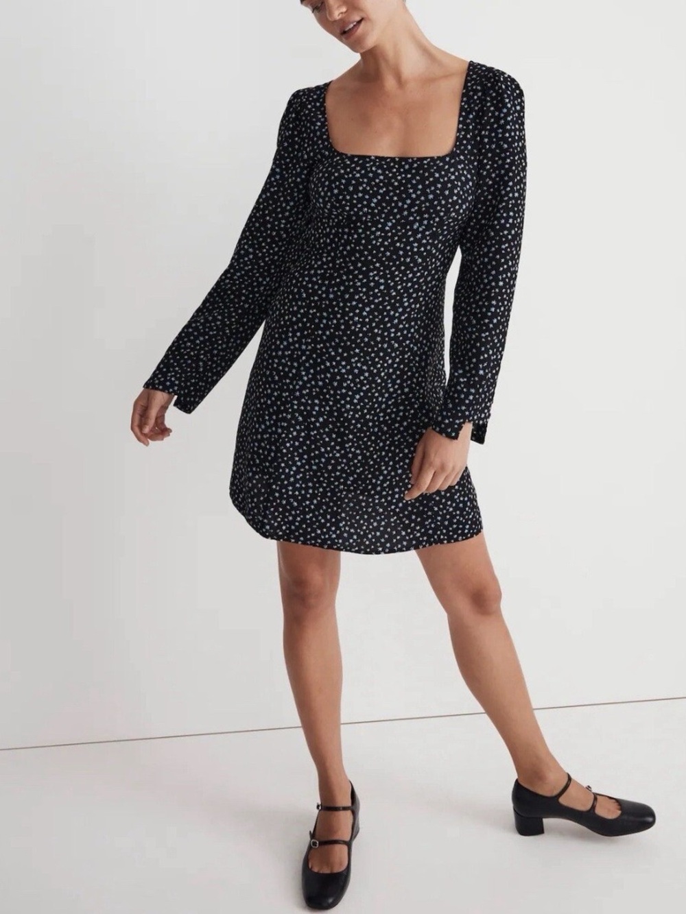 Madewell Navy Floral Long-Sleeve Women's Dress sz 12